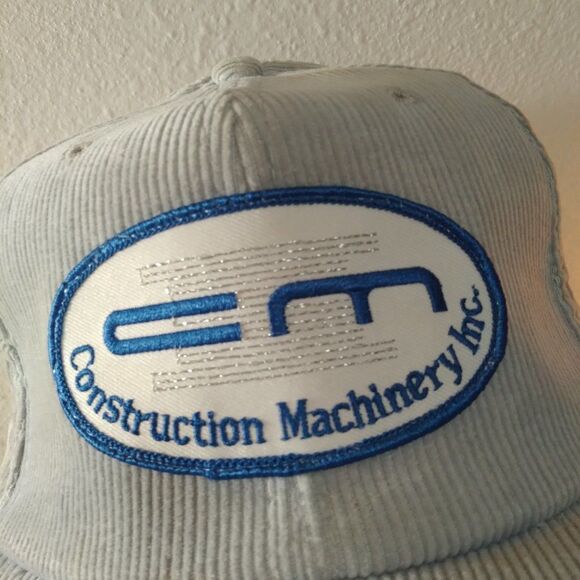 Deadstock Vintage Construction Machinery Patch Corduroy Snap Back Hat - Picture 2 of 9